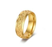 Grewod Trauringe Schlicht, Damen und Herren Edelstahl 8mm Gold Matt Raute Ring Schmuck Eheringe Größe 54 (17.2)