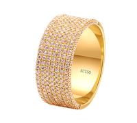 Grewod Trauringe Schlicht Herren 18K Gold 750 Breit mit 1.7ct Rund Labor Diamant Ring Schmuck Größe 53 (16.9)