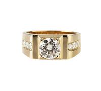 Grewod Verlobungsring Ring Herren 18K Gold 750 mit 3ct Rund Moissanite Mode Ringe Echtgold Schmuck Größe 54 (17.2)
