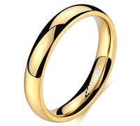 Grewod Verlobungsring Schlicht, Damen und Herren Titan 4mm Gold Ring Poliert Eheringe Schmuck Größe 49 (15.6)