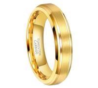 Grewod Verlobungsring Schlicht, Herren Wolfram 6mm Gold Ring Gebürstet Eheringe Schlicht Schmuck Größe 53 (16.9)