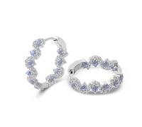 Grewod Weißgold Ohrringe Damen 585 Welle Linie mit Rund Labor Erstellt Saphir Creolen Schmuck