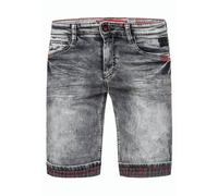 Shorts RUSTY NEAL "Karsley", Herren, Gr. L, EURO-Größen, grau, 98% Baumwolle, 2% Elasthan, unifarben, Hosen Shorts, mit kariertem Umschlag (95505954-L) grau