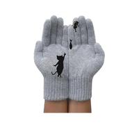 (Grey)Womens Winter Cute Gloves Cat Fish Full Finger Mittens