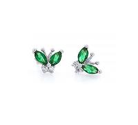 GRGFG Damen Creolen Ohrringe, 925 Sterling Silber Elegante Bunte Zirkonia Schmetterling Ohrstecker Hypoallergener Ring Kreis Schmuck Ohrringe Für Mädchen Party Hochzeit, Silber,Grün