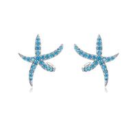 GRGFG Ohrstecker Silber 925 Damen,Damen Ohrringe,Fashion Blauer Zirkonia Seestern 925Er Sterling Ohrringe Eleganter Schmuck Geschenke Für Ihre Frauen Mädch