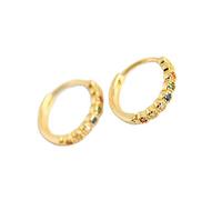 GRGFG Tropfen Ohrringe Für Frauen,Funkelnde Bunte Zirkon 925 Silber Creolen Hypoallergen Leichter Ring Kreis Schmuck Ohrringe Für Frauen Mädchen Party Hochzeit, Gold Farbe