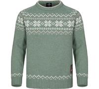 Gridarmor Kids' Snøkrystall Round Neck Ullgenser Green/White/Beige 98/104