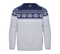 Gridarmor Kids' Snøkrystall Round Neck Ullgenser Light Grey/Dark Navy/White Lt. Grey/Dk Navy/White 134/140
