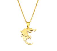 Griechenland-Karte Mit Städtenamen-Anhänger-Halsketten, Verstellbare, Glänzende Design-Pullover-Kette, Schlüsselbeinkette Für Damen, Modeartikel Für Ihren Partner, Beliebter Halskettenschmuck