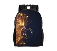 Griechenland Landkarte Druck Laptop Rucksack Casual Reise Rucksack Wasserdicht Wanderrucksack, Goldene Musiknote mit gefallenem glänzendem Stern, One size