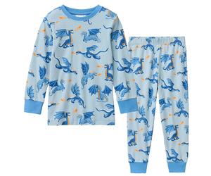 Griffiger Rippe Schlafanzug Drachen hellblau 104