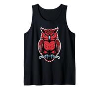 Grimmige rote Eule, stehend auf AST, Emblem Tank Top