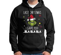 Grinch Hoodie - Pullover - Last Christmas I gave You ... bla bla bla - Weihnachtspullover lustig mit Spruch - Anti Weihnachten (DE/NL/SE/PL, Alphanumerisch, XL, Regular, Regular, Schwarz)