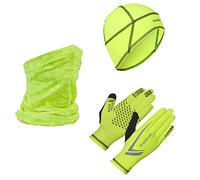 GripGrab Unisex - Erwachsene Running Winter Geschenkbox 3er Pack für Läufer mit Touchscreen Handschuhen Thermo Mütze Loop Halstuch Geschenkset, Gelb Hi-Vis, XS