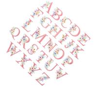 GRIRIW 26 Stück Dekorative Buchstaben Patches zum Aufnähen aus Stoff in Rosa Feine Gestickte Mantelflicken Einfach zu Lagern für Kostümzubehör und Persönliche Nutzung