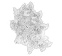 GRIRIW 4 Stücke Weiße Spitzenblumen Applikation zum Aufnähen mit Perlen für Hochzeitskleider aus Kunststoff und Spitze Vielseitig Einsetzbar für Selbstgemacht und Besondere Anlässe