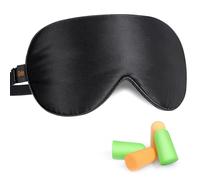 Gritin Schlafmaske aus Seide, Lichtblockierende Augenmaske Nachtmaske 100% Hautfreundlich Seide Geruchneutral Schlafbrille mit Verstellbarem Riemen und Ohrstöpseln für Männer, Frauen und Kinder