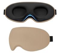 Gritin Schlafmaske für Seitenschläfer Damen & Herren, 3D Upgrade Bequem Schlafbrille mit Verstellbar Gummiband, Hautfreundlich Lichtblockierend, Ergonomische Augenmaske für Schlaf, Reisen usw. -Braun