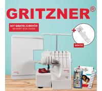 GRITZNER 788 Overlock mit Klarsichtfuß + Fadenabschneider + 5 Sonderfüße + Abfallbehälter + E-Book Meine Overlock