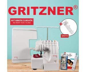 GRITZNER 788 LED Version 2026 mit Anschiebetisch, Klarsichtfuß + 2 Fadenabschneidern, 5 Sonderfüßen, Abfallbehälter + E-Book