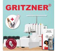 GRITZNER 788 Overlock Neue Version 2023 mit Fadenabschneider + LED Beleuchtung Black&White Edition mit Fadenschere und Overlockgarn