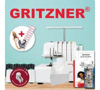 GRITZNER 788 Overlock Neue Version 2023 mit Fadenabschneider + LED Beleuchtung Black&White Edition mit Fadenschere und Overlockgarn