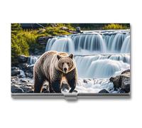 Grizzlies in River Falls Visitenkartenetui für Männer & Frauen, professionelles Kartenetui mit Schnallenstil, kompaktes und tragbares Metalletui für Büroangestellte, Stil, Einheitsgröße, klassisch