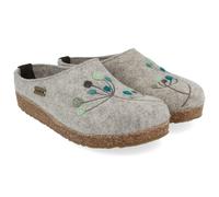 HAFLINGER Damen Hausschuhe Stickerei Pantoffel Filz Grizzly Amaya 751009, Größe:42 EU, Farbe:Grau