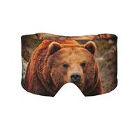 Grizzly Schlafmaske mit Bären-Aufdruck, weiche Augenabdeckung, schalldicht, Ohrenschützer, Stirnband für Reisen, Nickerchen
