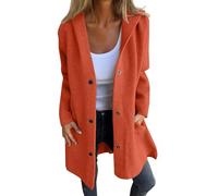 Grob Damen-Strickjacken mit Knöpfen - lange Trenchcoats für Damen, einfarbig, elegant, lässig, weich, bequem, Damenjacke mit Kapuze, langärmelig, Fleecejacke mit Taschen, 2024, coffee, 4XL