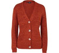 Strickjacke BONPRIX "Grobe Strickjacke mit recycelter Baumwolle", Damen, Gr. 48/50 (XL), braun (rostbraun meliert), Strick, Obermaterial: 47% Polyacryl, 36% Baumwolle, 17% Polyester, meliert, bequem n