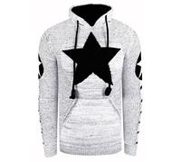 Kapuzensweatshirt RUSTY NEAL, Herren, Gr. XXL, schwarz-weiß (weiß, schwarz), 70% Polyacryl, 30% Baumwolle, mehrfarbig, sportlich, normal, ohne Ausschnitt, Langarm, Sweatshirts, mit großem Stern-Design