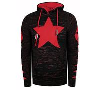 Kapuzensweatshirt RUSTY NEAL, Herren, Gr. L, schwarz (schwarz, rot), 70% Polyacryl, 30% Baumwolle, mehrfarbig, sportlich, normal, ohne Ausschnitt, Langarm, Sweatshirts, mit großem Stern-Design (377510
