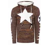 Kapuzensweatshirt RUSTY NEAL, Herren, Gr. M, braun (camelfarben), 70% Polyacryl, 30% Baumwolle, mehrfarbig, sportlich, normal, ohne Ausschnitt, Langarm, Sweatshirts, mit großem Stern-Design (57702113-