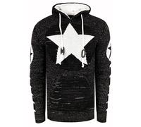 Kapuzensweatshirt RUSTY NEAL, Herren, Gr. S, schwarz-weiß (schwarz, weiß), 70% Polyacryl, 30% Baumwolle, mehrfarbig, normal, ohne Ausschnitt, Sweatshirts, mit großem Stern-Design (89360869-S) schwarz,