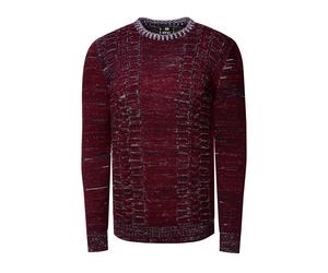 Grobstrick mit Kontrastfarben Rundhals-Pullover S