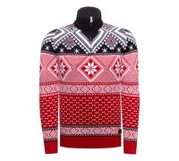 Rusty Neal Kontrast Winter-Pullover Grobstrick Stehkragen Strick Weihnachtenspullover Rolli Zipper 407, Farbe:Rot, Größe S-3XL:XL