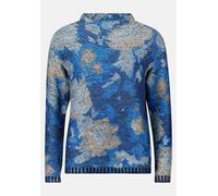 Strickpullover BETTY BARCLAY "Betty Barclay Damen Grobstrick-Pullover mit Print", Damen, Gr. 38, bunt (blau, camel), Strick, Obermaterial: 50% Polyester, 25% Baumwolle, 25% Polyacryl., modisch, lässig