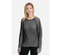 Strickpullover BETTY BARCLAY "Damen Grobstrick-Pullover mit Rippenstruktur", Damen, Gr. 42, schwarz (patch schwarz, beige), Strick, Obermaterial: 50% Baumwolle, 50% Polyacryl., relaxed fit normal, Run