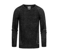 Rusty Neal Herren Pullover Strick Pulli Langarm Rundhals Strickpullover mit ausgefallenem Arm Design im Biker Stil 325, Farbe:Schwarz, Größe S-XXL:S