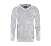 Strickpullover RUSTY NEAL, Herren, Gr. S, grau (hellgrau), 70% Polyacryl, 30% Baumwolle, mehrfarbig, unifarben, normal, V-Ausschnitt, Pullover Strickpullover, mit ausgefallenem Strickmuster (69515710-