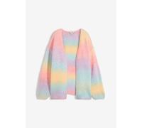 Strickjacke BONPRIX "Grobstrickjacke aus weichem Woll-Mix", Damen, Gr. 40/42 (M), blau (hellblau, rosa, gelb, lila), Obermaterial: 58% Polyacryl, 29% Polyester, 9% Polyamid, 4% Wolle, oversize, Strick