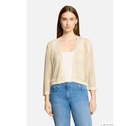 Betty Barclay Strickjacke Grobstrick mit Lochmuster V-Ausschnitt Damen Beige Gr. 40