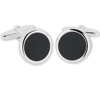 Grom Manschettenknöpfe 'Prestigious I' 925er-Silber *MADE IN GERMANY* inkl. Garantiekarte und schwarzem Holz-Etui, Stein/Einlage:Onyx, Metall Manschettenknöpfe:Sterlingsilber