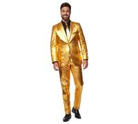 OppoSuits Fun Ugly Christmas Suits for Men - Full Suit: Jacket, Pants & Tie, Groovy Gold, 58