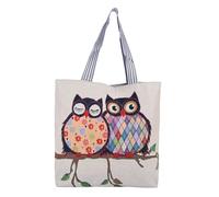 Groß Canvas Taschen Baumwolle Einkaufstaschen 16.9 x 15.3 Zoll Handtasche mit Innentasche Bedruckt Stoffbeutel Stofftasche mit 2 Henkeln Baumwolltaschen Tragetasche Umhängetasche Segeltuchtasche Eule