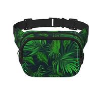 Große Bauchtasche für Damen, mit tropischem Pflanzendruck, niedliche Umhängetasche, modische Bauchtasche, Schwarz, Einheitsgröße