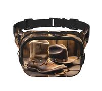 Große Bauchtasche für Damen, Motiv: Cowboyhut und Stiefel, niedliche Umhängetasche, modische Bauchtasche, Schwarz, Einheitsgröße