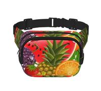 Große Bauchtasche für Damen, Motiv: frische Früchte, Ananas-Druck, niedliche Umhängetasche, modische Bauchtasche, Schwarz, Einheitsgröße